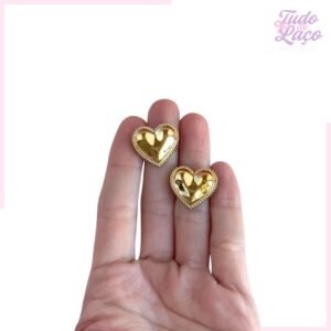APLIQUE CORAÇÃO DOURADO - 2 CM (2 UNIDADES)