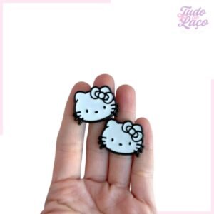 APLIQUE HELLO KITTY BRANCO/PRETO - 3 CM (2 UNIDADES)