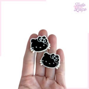APLIQUE HELLO KITTY PRETO/BEGE - 3 CM (2 UNIDADES)