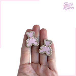 APLIQUE URSO ROSA STRASS - 2,5 CM (2 UNIDADES)