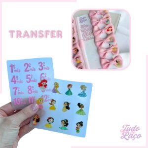 APLIQUE TRANSFER 12 PRINCESAS + 12 MESES (24 UNIDADES)