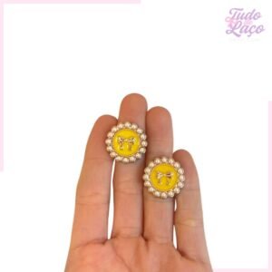 PASTILHA REDONDA LAÇO AMARELO - 2 CM (2 UNIDADES)