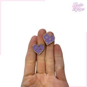 APLIQUE CHATON LILÁS CORAÇÃO GRIFE - 2CM (2 UNIDADES)