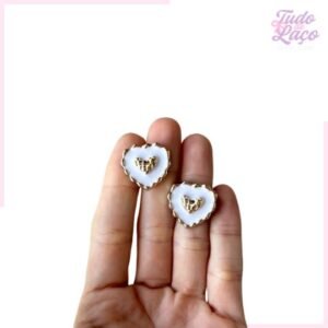 APLIQUE CHATON BRANCO CORAÇÃO NOVO - 2CM (2 UNIDADES)