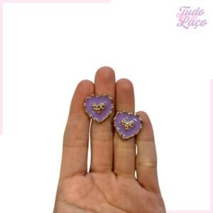 APLIQUE CHATON LILÁS CORAÇÃO NOVO - 2CM (2 UNIDADES)