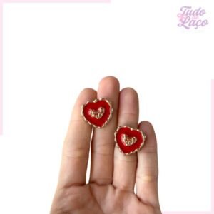 APLIQUE CHATON VERMELHO CORAÇÃO NOVO - 2CM (2 UNIDADES)