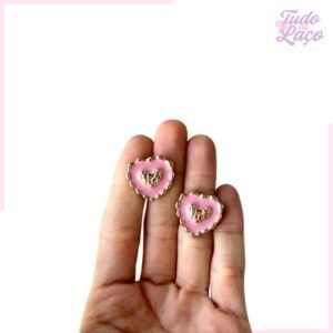 APLIQUE CHATON ROSA CORAÇÃO NOVO - 2CM (2 UNIDADES)