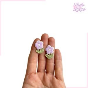 APLIQUE FLOR LILÁS C/FOLHA - 2 UNIDADES
