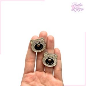 APLIQUE CHATON ROSTO URSO COM STRASS - 3CM (2 UNIDADES)