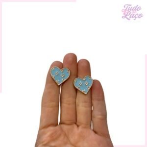 APLIQUE CHATON AZUL CORAÇÃO GRIFE - 2CM (2 UNIDADES)