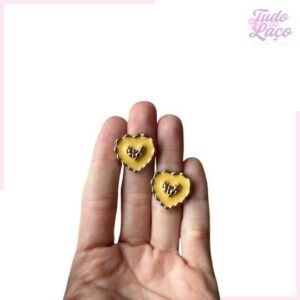 APLIQUE CHATON AMARELO CORAÇÃO NOVO - 2CM (2 UNIDADES)
